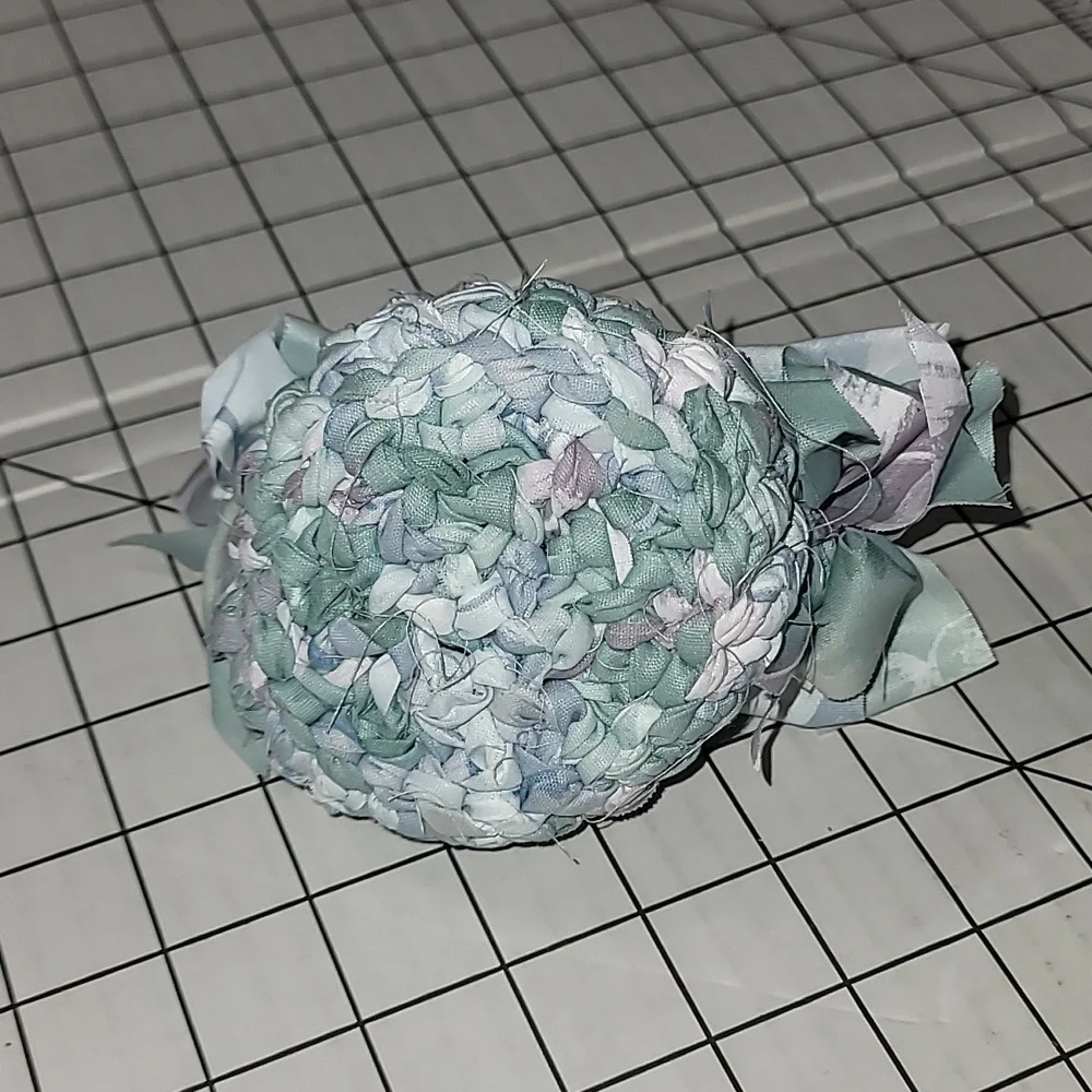 Braided Fabric Basket with Bows on‎ Handle,  handmade item